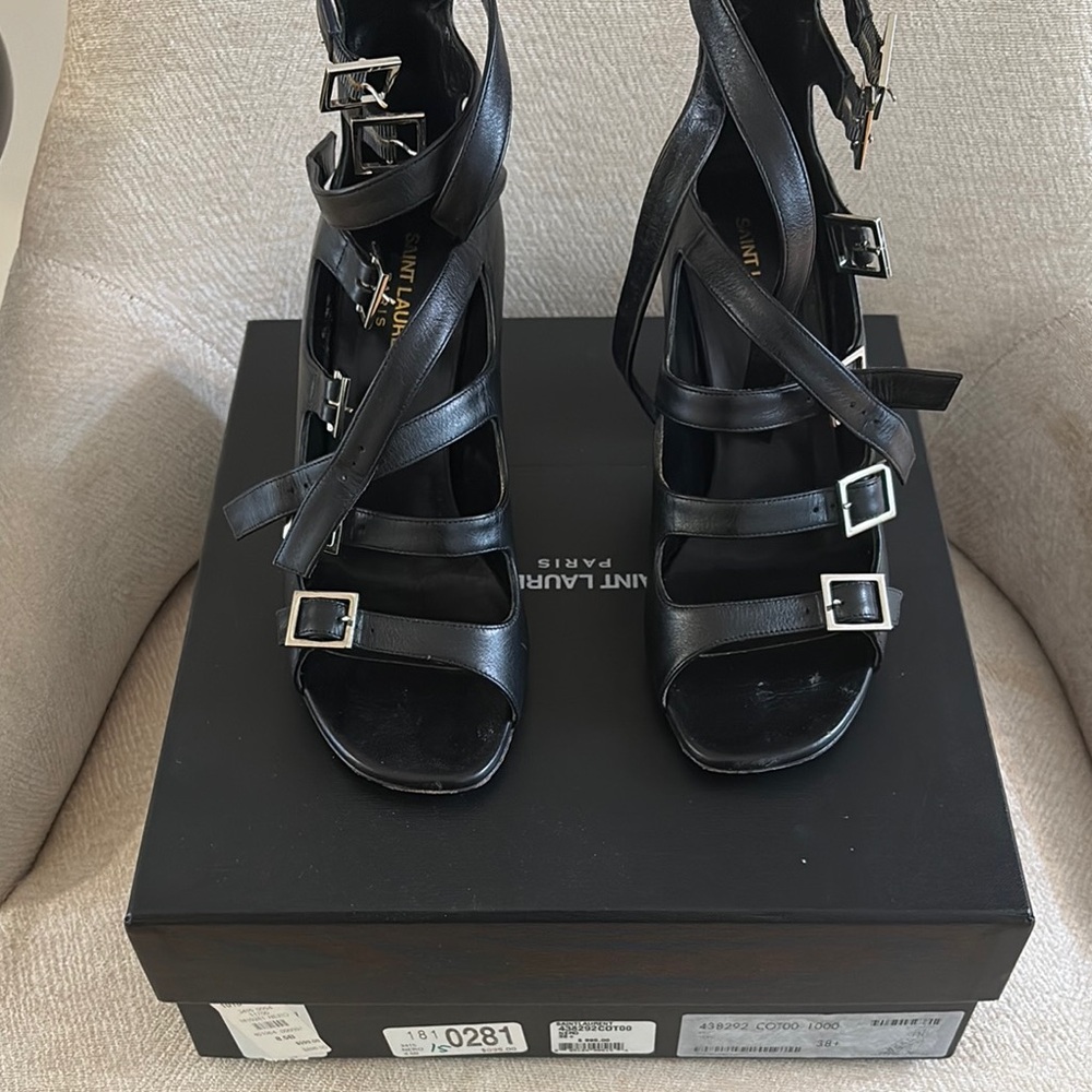 Saint Laurent Black Strappy Heels